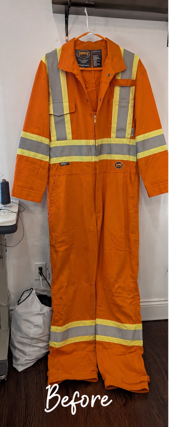 Before orange coverall alteration