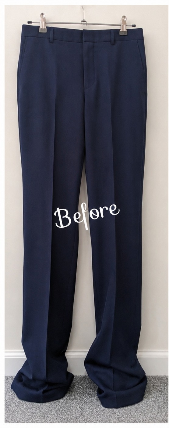 Before dress pants hemming