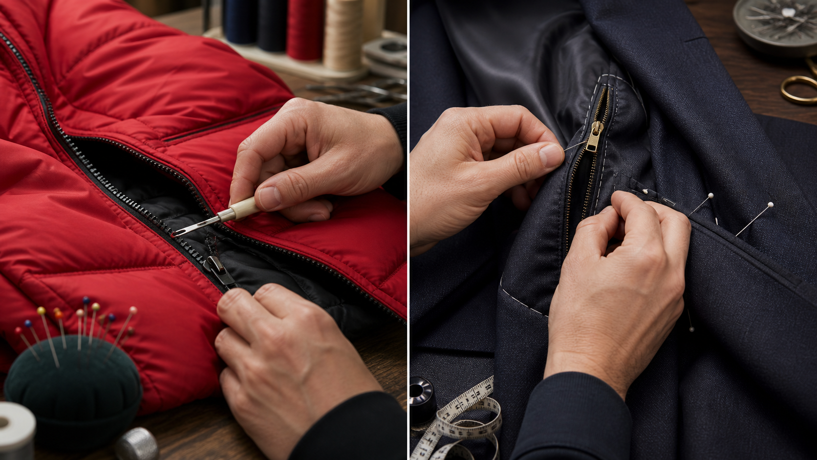 Jackets, suits and zipper repairs